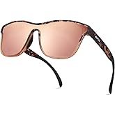 Jefoo Running Sunglasses for Women Men Polarized Retro Shades Trendy 80s Mirrored Shield UV400 Protection Tangle Free