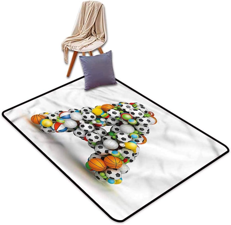 Alfombra para Dormitorio, con diseño de Letras A, Pelotas Deportivas