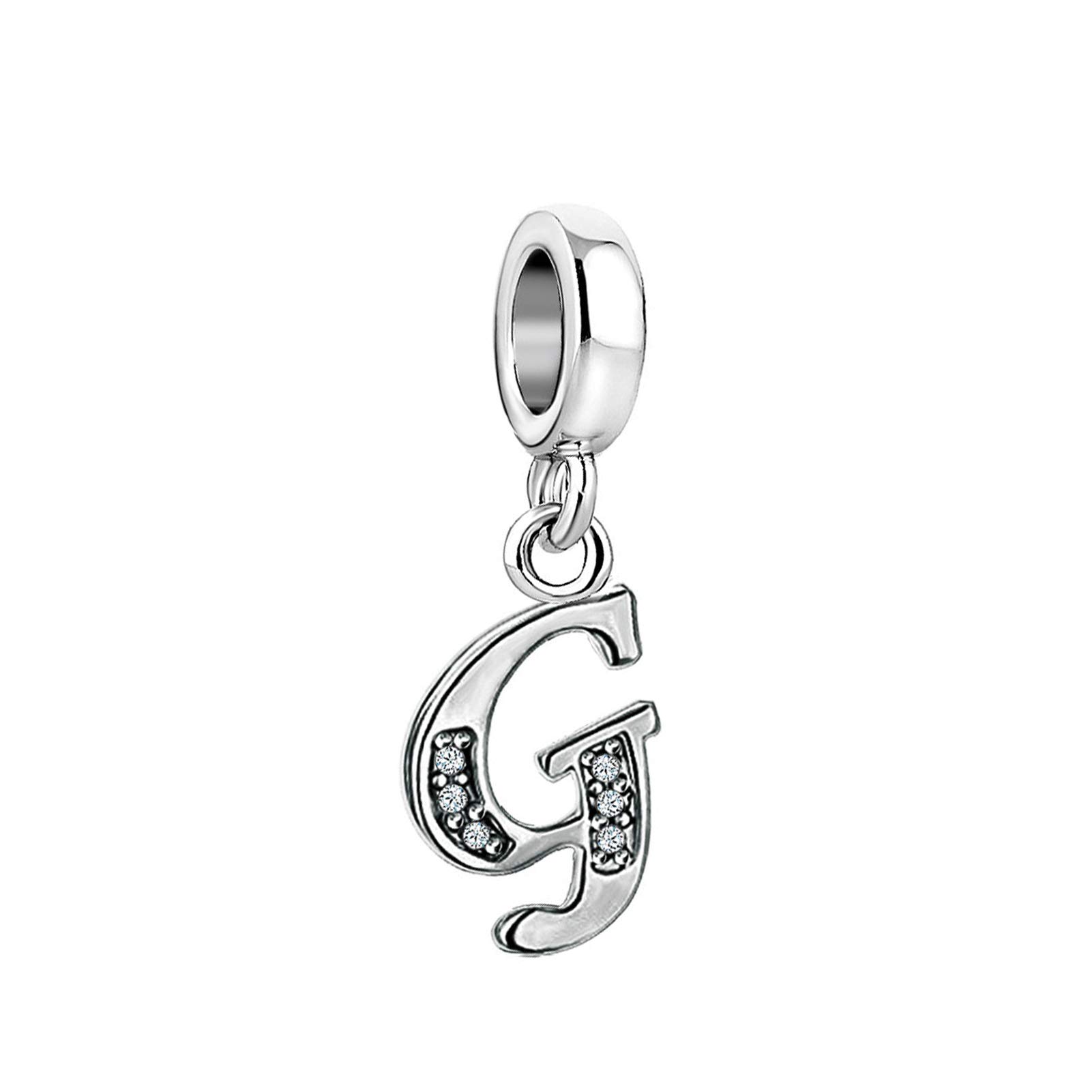 G Initial Sparkling Letter Charm fits Pandora Charms Bracelets Name Alphabet Christmas Birthday Jewellery Gift for Women Daughter Granddaughter Sister Friendship