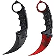 TOPOINT 2 Pack Karambit Knife No Cutting Edge Knife Without Cutting Edge with Sheath for Beginner (Black-Red)