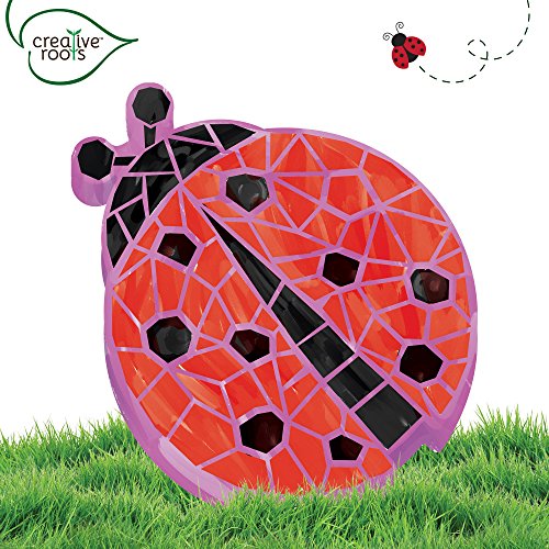 Creative Roots Mosaic Ladybug Stone, Includes 7Inch Ceramic Stepping