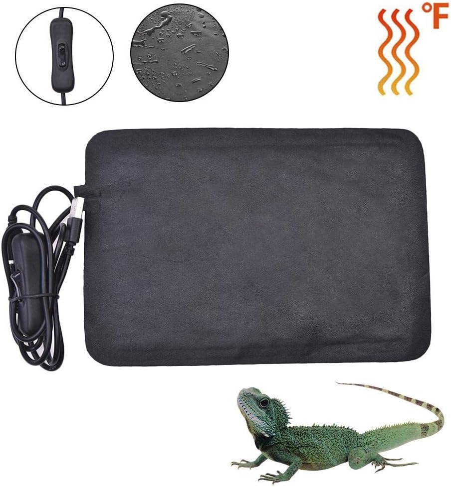 Kitabetty Reptile Heating Pad, Pet Warm Film Reptile Terrarium Heat Mat, with Timing Switch Temperature Control, for Pet Heating Waist Heating Cushion Heating, 22×15cm