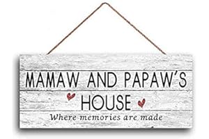 GUQFF New Sign Mamaw and PAPAW'S House Sign, Where Memories are Made, Distressed Style, Gift for Grandparents, Weatherproof, 6" x 12"