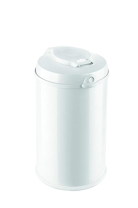 Fillikid Windeleimer Exklusiv | Windeltwister geruchlos | fasst ca. 40 Windel | gross und komfortabel 30 L | Metall weiß mit 