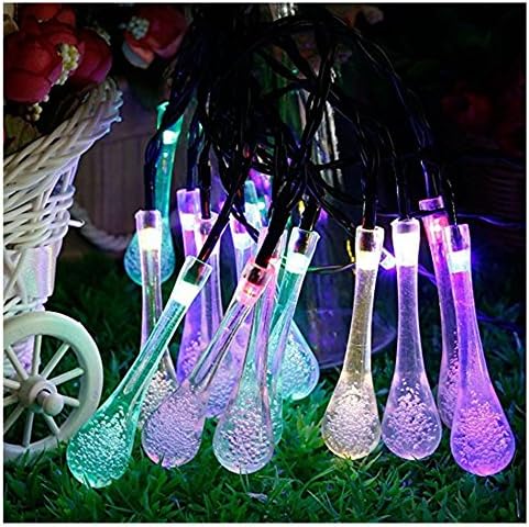 GMY Lighting Solar Raindrop Fairy String Lights 30 Led Indoor Outdoor Water Drop Paino Lights For Garden Party Fence Path Landscape Decoration(Multicolor)
