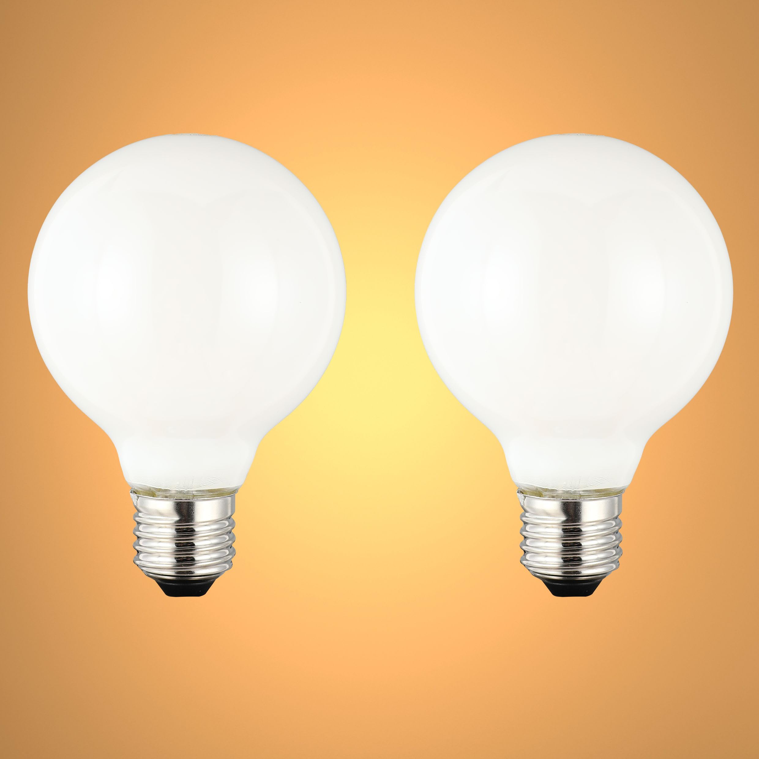 TEKLED® G80 Globe DIMMABLE Filament LED Bulbs | E27 Edison Screw | G25 Energy Saving 6.5W Light Milky White Glass Bulb 55W Incandescent Bulb Equivalent | 2700K 790LM | 2-Pack | Warm White