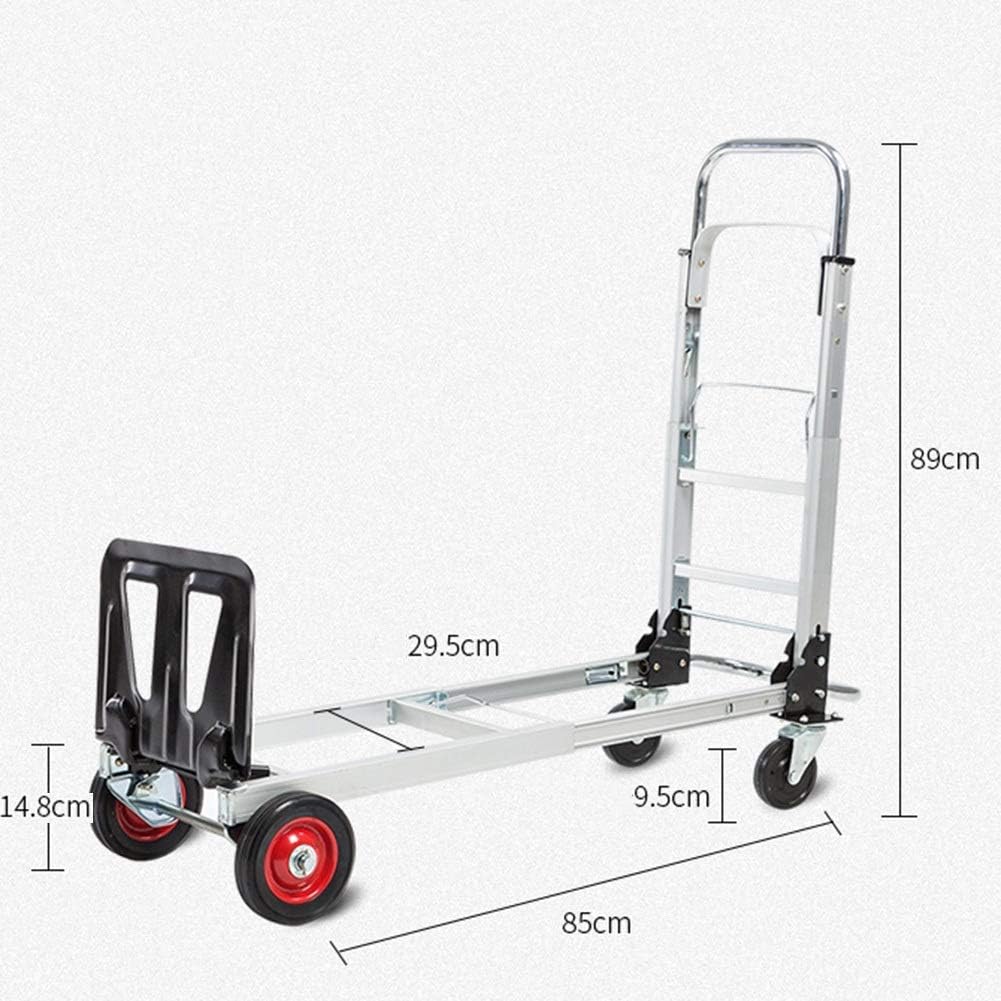 AOLI Wagons Platform Trucks Folding 2 In1 Multifunction Aluminum Flatbed Cart Convertible Collapsable Hand Truck for Warehouse/Office Use
