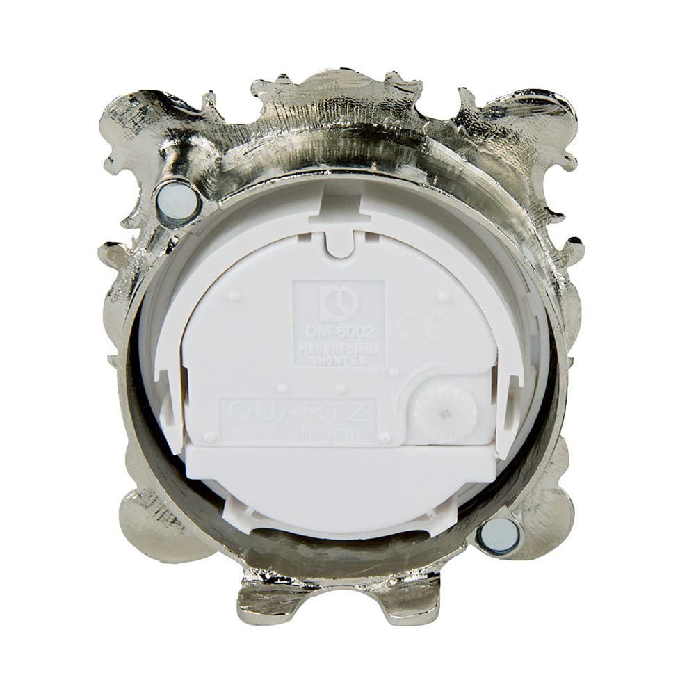 NIKKY HOME Pewter Pretty Small and Cute Vintage Table Clock with Quartz Analog Crystal Rhinestone 3 Inch for Living Room Bathroom Decoration, White Enamel