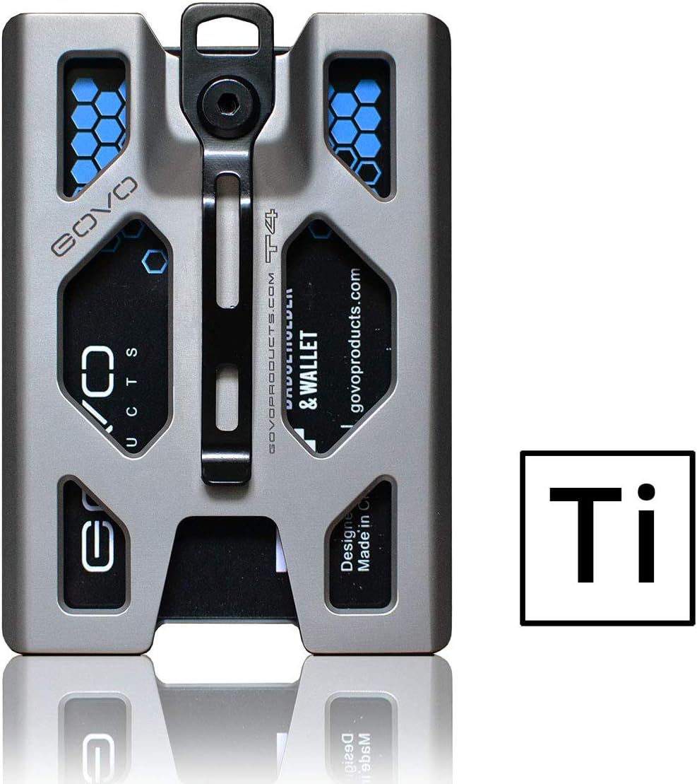 Titanium GOVO Badge Holder/Wallet ID Card Holder with Metal Clip and