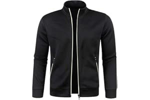 Mens Zip Up Fleece Jacket Coat Lightweight Sweatshirt Full Zip Sweaters Long Sleeve Mock Neck Pullover with Zipper Pockets
