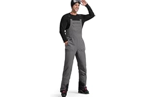 FREE SOLDIER Mens Snow Bibs Ski Pants Softshell Waterproof Insulated Warm Snow Pants Windproof Ski Bib Overalls