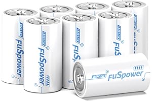 Fuspower D Cell Batteries Alkaline Batteries LR20 1.5V Battery with Long-Lasting Power for Flashlight Clock Lantern (8 Count (Pack of 1))