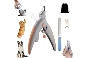 Pawthentic Nail Trimmer, Preciseclip LED 5X Magnifying Glass Pet Nails Trimmer, Dog Nail Clippers with Light, Splash Guard, �
