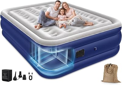 Matelas Gonflable 2 Personnes,200x152x40cm,2600mAh,Charge Max 450kg