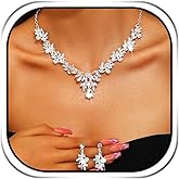 JAKAWIN Sapphire Necklace and Earrings Set Gold Rhinestone Prom Wedding Costume Jewelry Set for Women
