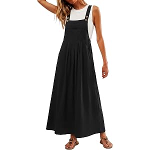 Lepunuo Summer Dresses Women Bib Overall Dresses Adjustable Beach | Breathable, Lightweight, Sleeveless, Boho Jumper Dress fo