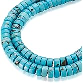 Craftdady 150Pcs 6mm Natural Stone Heishi Coin Disc Beads Flat Round Disk Gemstone Loose Beads Turquoise Color for Jewelry Craft Necklace Bracelet Making Hole: 1mm