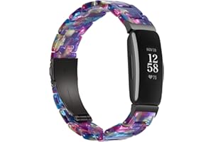 Wongeto Compatible with Fitbit Inspire 2 & Inspire/Inspire HR Bands for Women Resin Wristband Strap Bands for Fitbit Inspire accssorises (Purple Green)