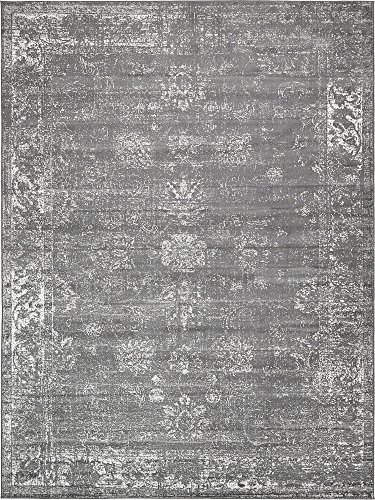 Unique Loom Sofia Collection Dark Gray 9 x 12 Area Rug (9' x 12')