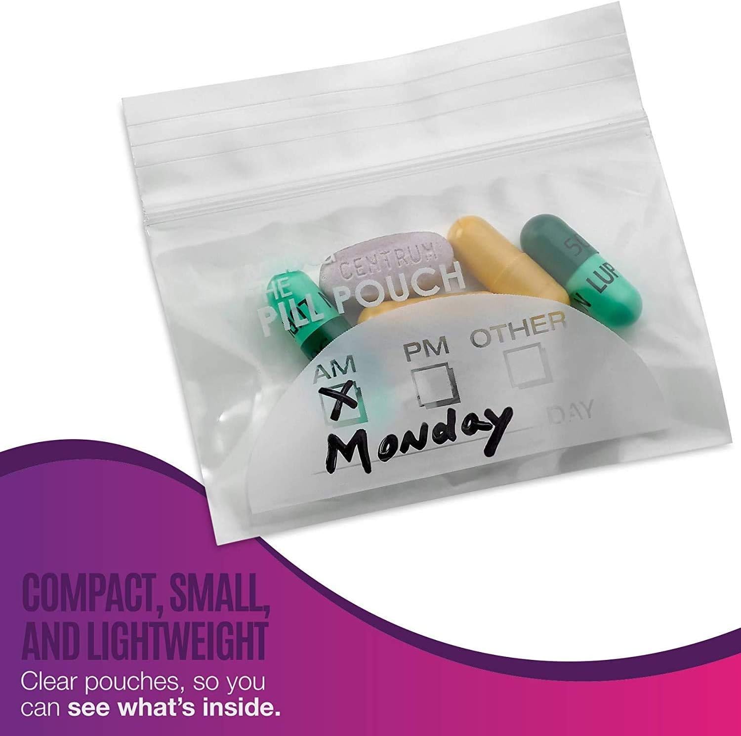 Pill Pouch Bags, (Pack of 400) 3" x 2.75", BPA-Free, Poly Bag Disposable Zipper Pills Baggies - Image 3
