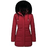 MOERDENG Women's Winter Puffer Coat Thicken Fleece Lined Down Jacket Waterproof Faux Fur Detachable Hooded Parka