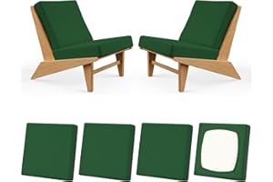 Vorshape 4Pcs Patio Stretch Cushion Covers, Outdoor Couch & Sofa Replacement Slipcovers for Patio Furniture Cushion Covers, Washable Reusable Furniture Protector, Square Large, Dark Green