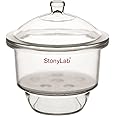 stonylab Glass Desiccator, Borosilicate Glass Lab Desiccator with Knob Cover and 9.4 Inch Porcelain Plate for Laboratory Research