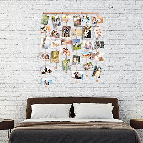LoveKANKEI Wall Hanging Picture Frames 26 x 29 ” with 30 Wooden Clips
