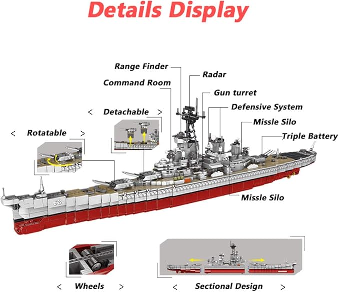 Amazon Com Xingbao New 2631pcs Military Army Series The Uss Missouri Battleship Set Building Blocks Classic Cruiser Model Bricks Ww2 Toys Adult Toys Toys Games