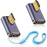 Duttek 8K 90 Degree HDMI Adapter, Left&Right Angle HDMI Adapter 48Gbps, UHD HDMI 2.1 Male to Female Extender with Support 8K@
