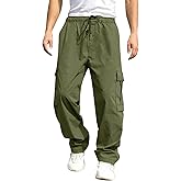 THWEI Mens Cargo Pants Casual Baggy Drawstring Loose Fit Hip Hop Pants with Pockets