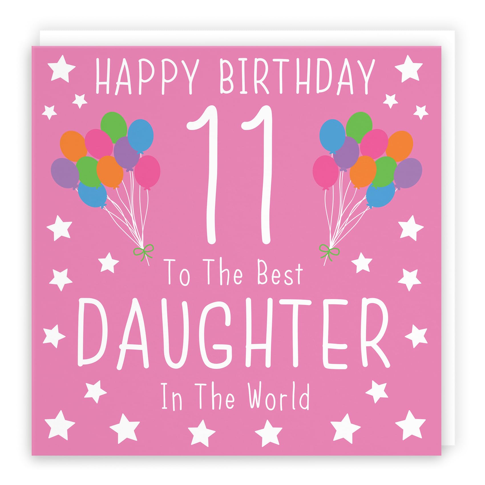 Hunts England - Large Daughter 11th Birthday Card - Happy Birthday - 11 - To The Best Daughter In The World - Iconic Collection - Large - 210 x 210 mm - Age 11