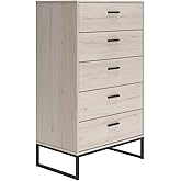 Signature Design by Ashley Socalle 5 Drawer Chest of Drawers, Natural Beige