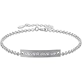 ALiLuYa Never Give Up Bracelet for Women, 925 Sterling Silver Inspirational Strength Jewelry, Meaningful Gift for Her