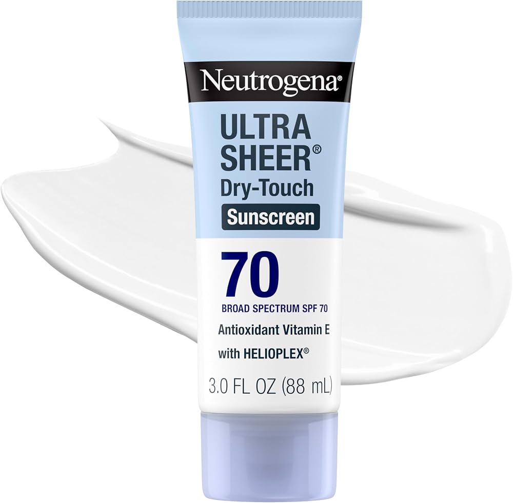Neutrogena Ultra Sheer Dry Touch Sunscreen Lotion, SPF 70, 3 fl. oz | Broad Spectrum for UVA/UVB Protection, Lightweight, Wat