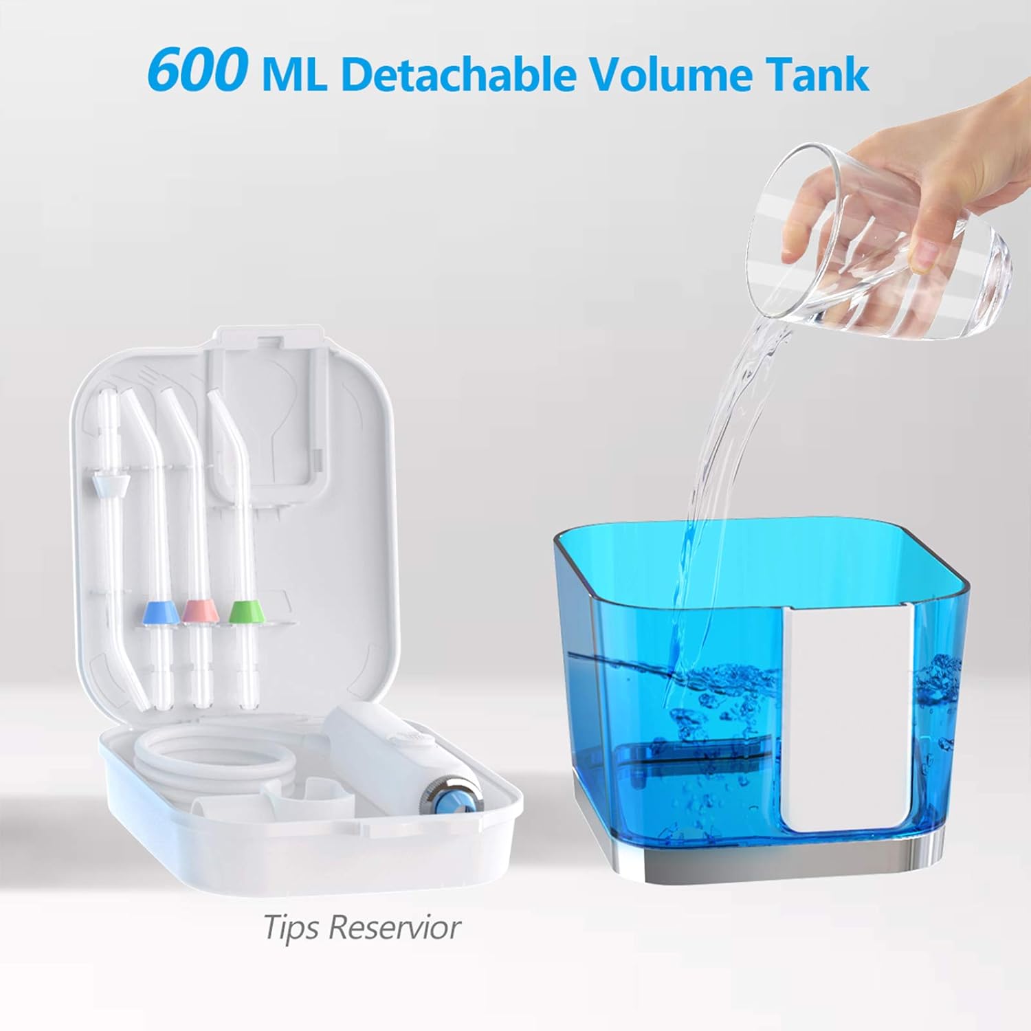 YOUNGDO Upgrade Oral Irrigator Teeth Cleaner Oral Irrigator with 4 Jet Tips, Dental Flosses - 600ML, IPX7 Waterproof, Stepless Adjustment, USB Rechargeable Dental Flossers for Teeth: Beauty