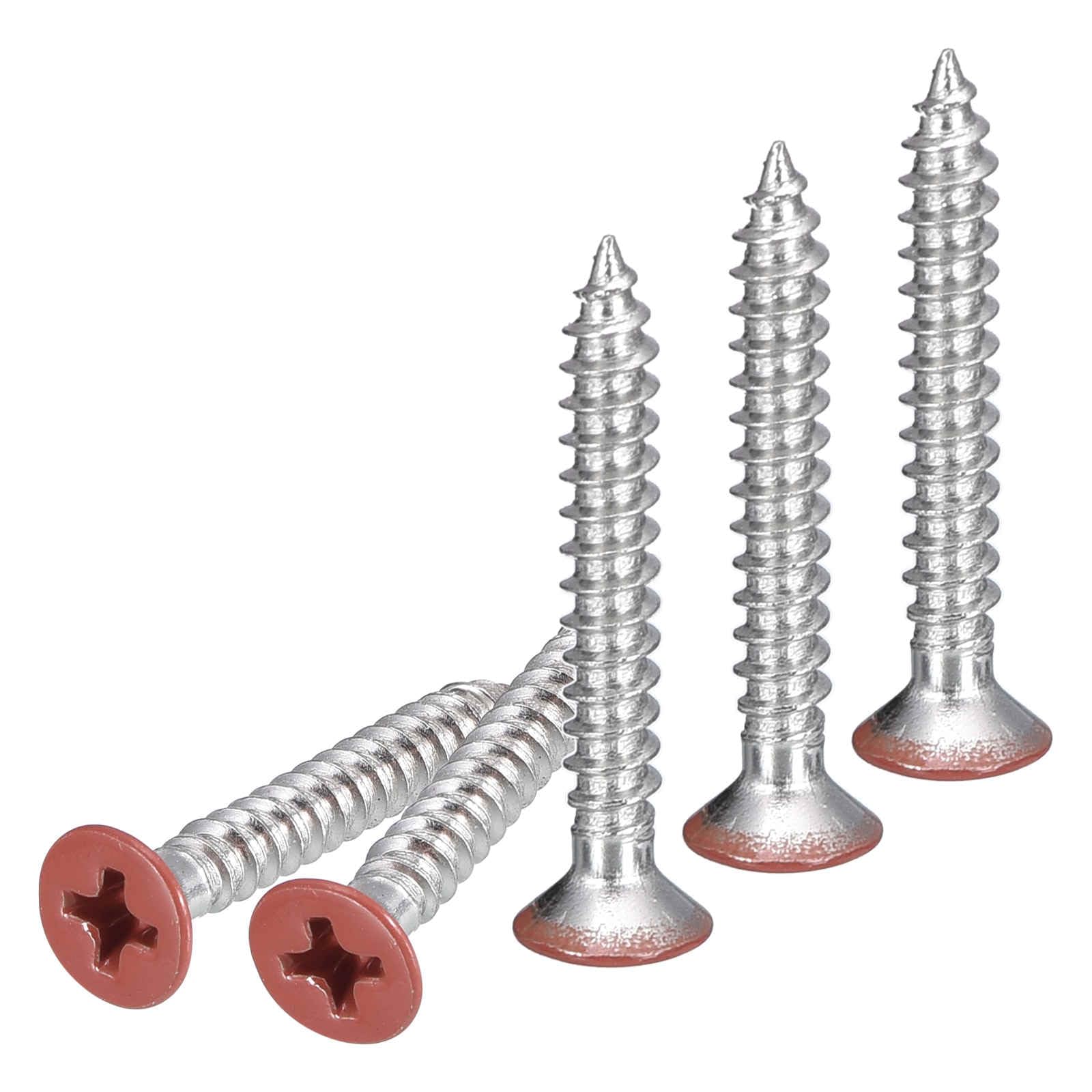 DTGN 100Pcs #6x1" Flat Head Wood Screws, 304 Stainless Steel Brown Phillips Self Tapping Screws - Good for Woodworking, Furniture - Black