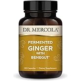 Dr. Mercola Fermented Ginger with Benegut - Supports Digestive & Gut Health - Aids Occasional Gas, Bloating & Discomfort - Non-GMO, Gluten-Free & Soy-Free - 60 Capsules (60 Servings)
