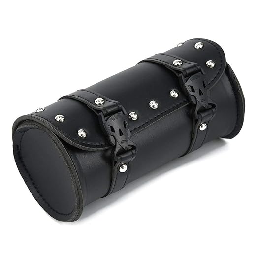 Ajboy Universal Motorcycle Fork Bag Saddle Bag Roll PU Leather