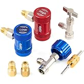 OMT R1234yf Adapter Kit, Quick Couplers w Self-Sealing &amp; Puncture Can Tap | Durable Brass High Low Quick Couplers; 6-Ball Snap Lock O-Rings; Leak-Free Auto HVAC Diagnostics Tool for Pro Techs
