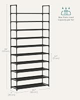 SONGMICS 10-Tier Shoe Rack 28x83x173 cm Metal Frame Non-Woven Shelves Black view 4