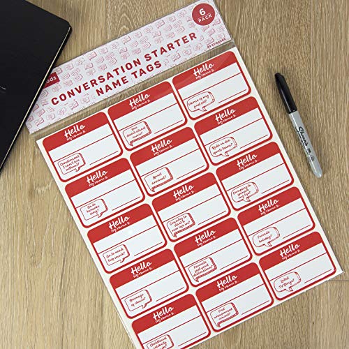 "Hello My Name is," Conversation Starter Name Tag Stickers Quick Dry