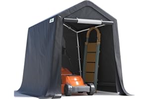 ADVANCE OUTDOOR 6X8 ft Outdoor Portable Storage Shelter Shed with 2 Rolled up Zipper Doors & Vents Carport for Motorcycle Waterproof and UV Resistant Portable Garage Kit Tent, Gray