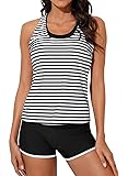 Aleumdr Womens Tankini Swimsuits Athletic 3 Piece