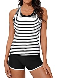 Aleumdr Womens Tankini Swimsuits Athletic 3 Piece