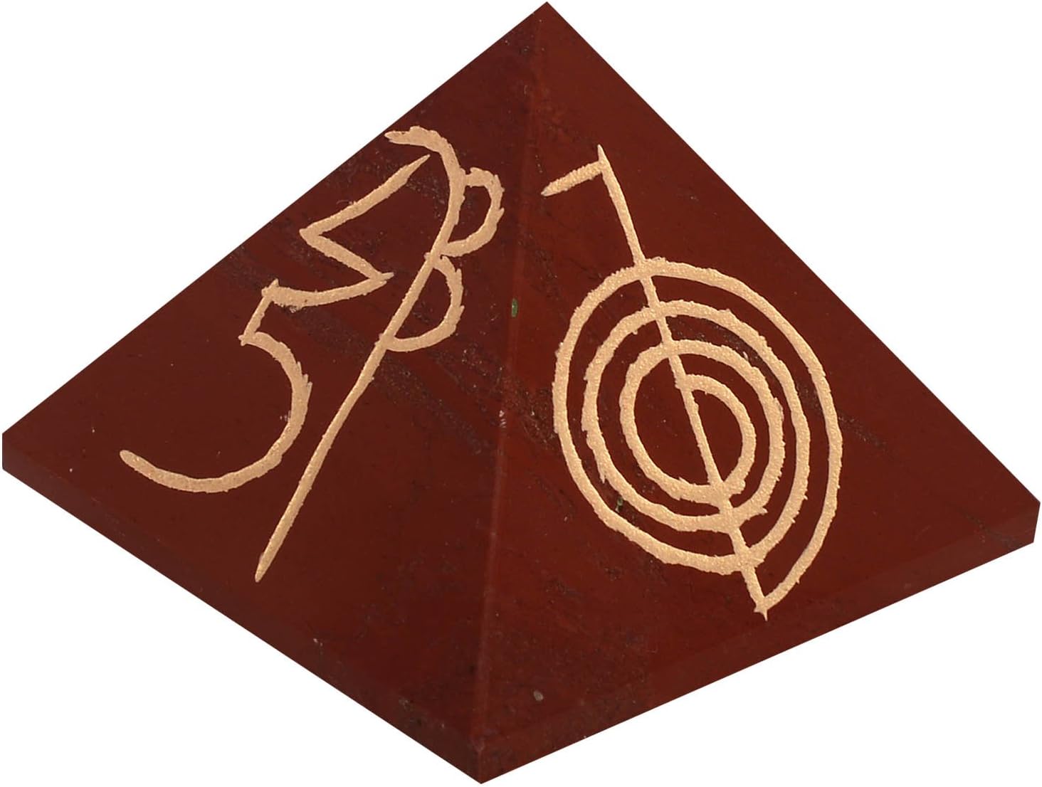 The Crystal Jewel Reiki Symbol Carved on Red Jasper Pyramid