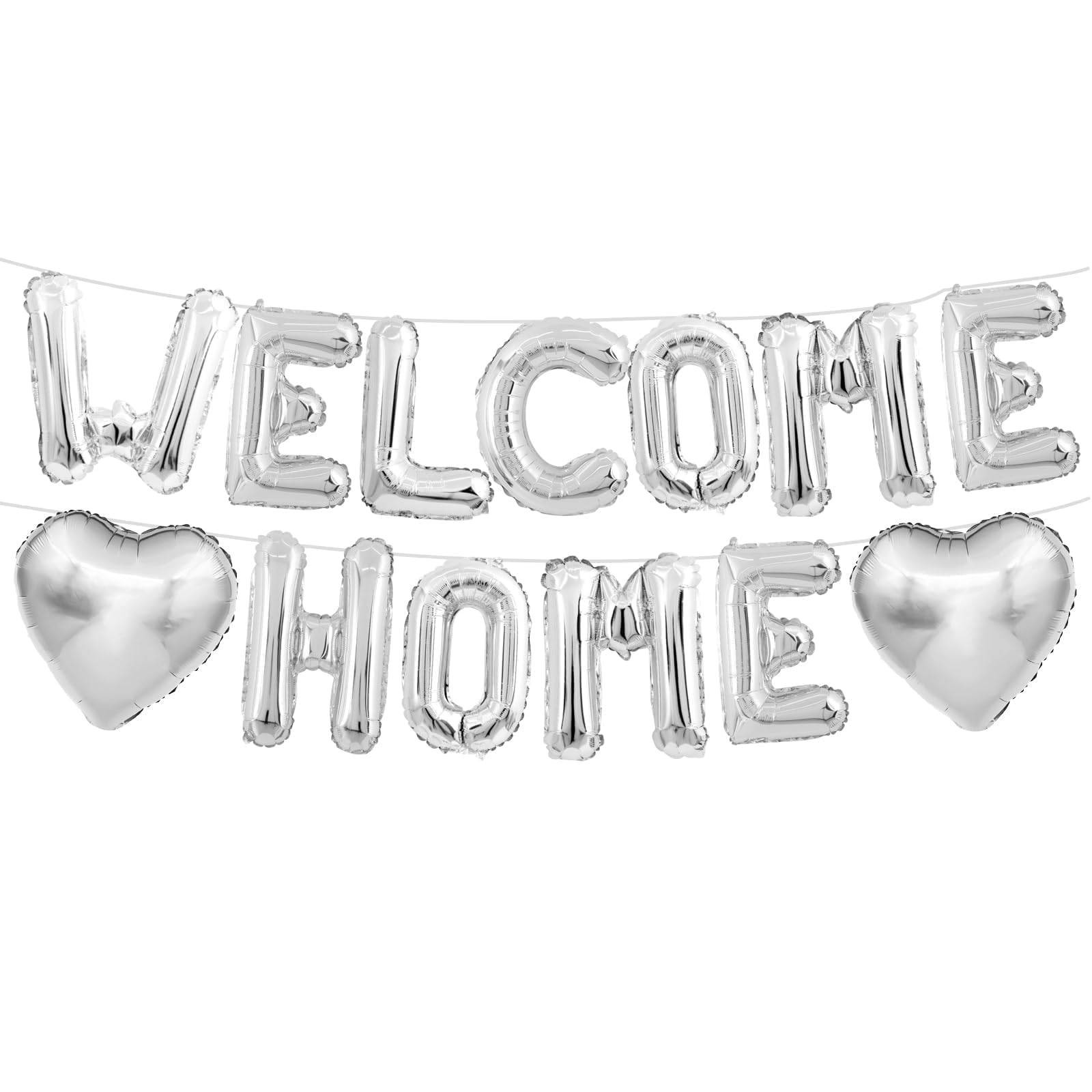 Welcome Home Balloons Silver,16Inch Welcome Home Foil Balloons Banner with 18Inch Heart Balloon Welcome Home Party Decorations for Homecoming Party House Warming Party Family Party Decorations