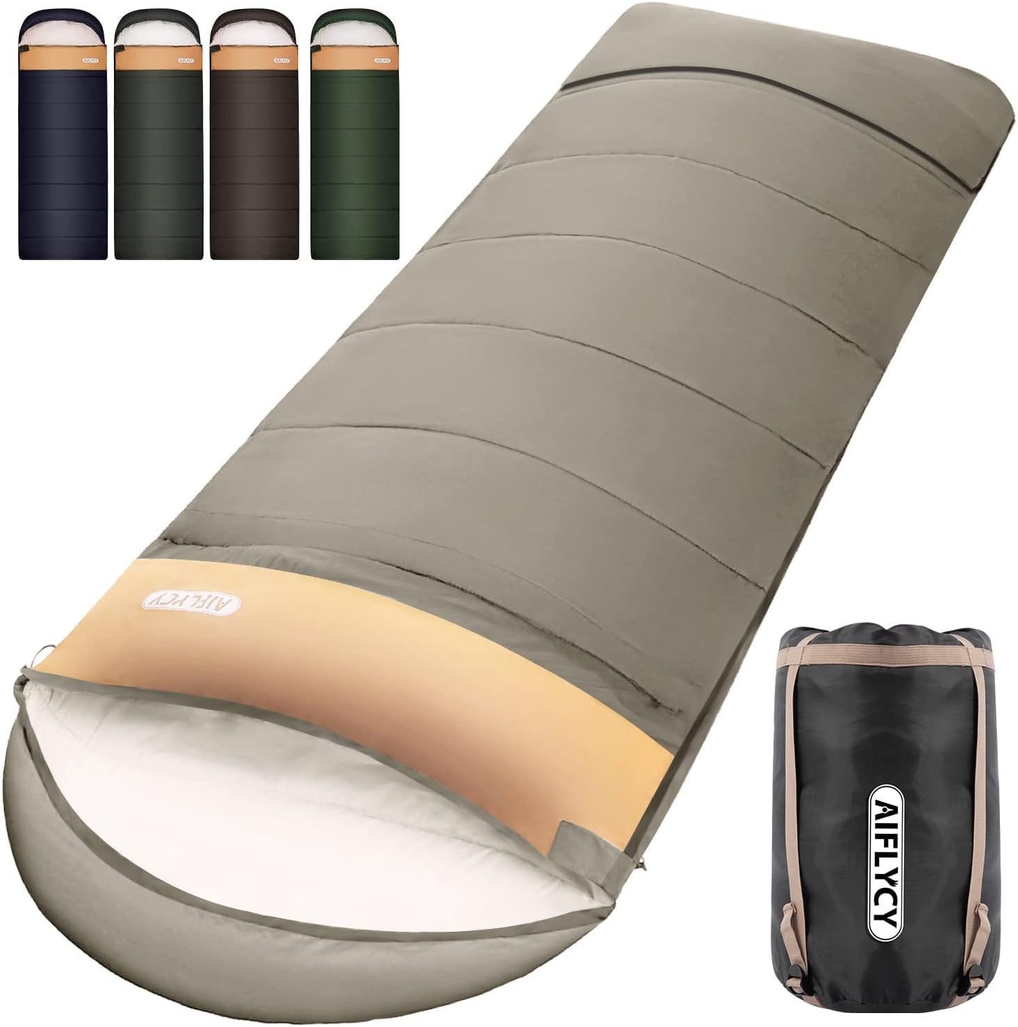 AIFLYCY 寝袋 シュラフ 封筒型 軽量 冬用 夏用【足元に二重保温・230T防水】オールシーズン 1.8Kg 1.0Kg 2.2Kg 1.4Kg コンパクト 快適温度-15℃-25℃ 簡単収納 軽量 中綿 登山 車中泊 防災用 アウトドア キャンプ 丸洗い可能 春夏秋冬の使用可能 収納袋付き商品画像