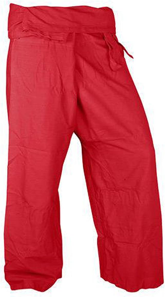 Beautiful Fresh Red Pants Rayon Fabric Yoga Trousers Thai Fisherman Pants Lulemon Pants Free Size