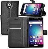 BLU R1 HD case, KuGi ® BLU R1 HD case - High quality ultra-thin MX style PU Cover + TPU Back Wallet stand Case For BLU R1 HD smartphone(Black)